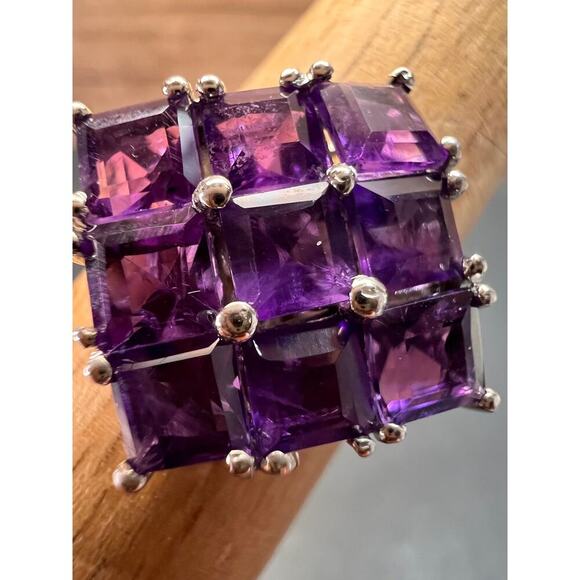 Amethyst sterling silver cluster ring size 7 - Picture 10 of 16